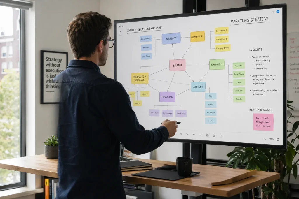 SEO strategist mapping entity relationships for semantic content
