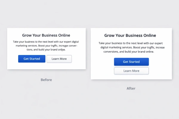 Before and after comparison showing the impact of white space on web page readability and design
