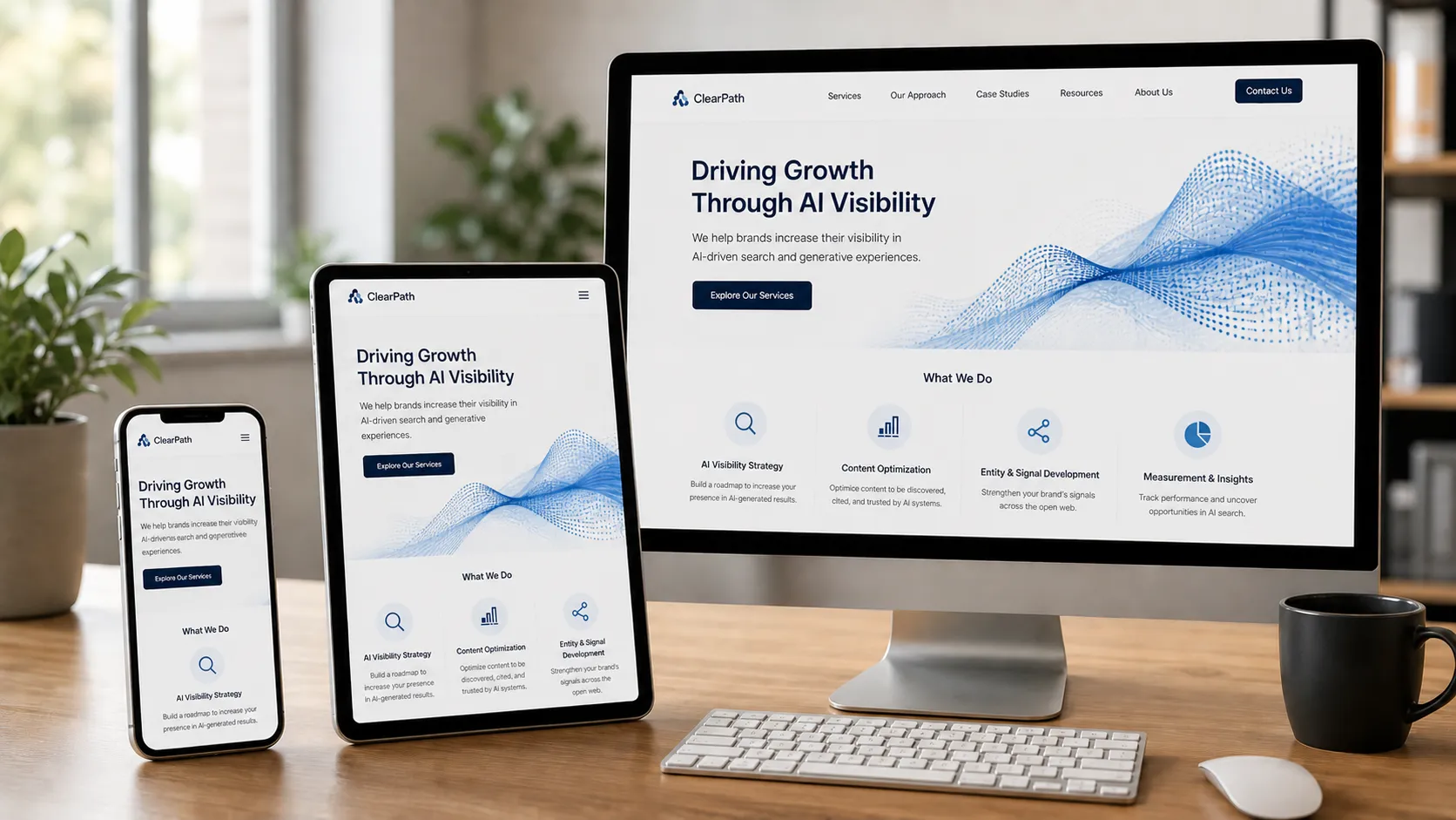 Responsive San Diego web design shown on mobile, tablet and desktop screens