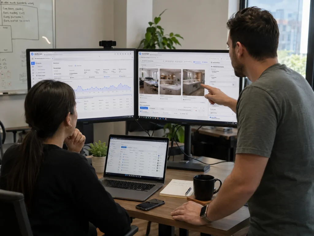 2 meta ads specialist working for a home remodeling company