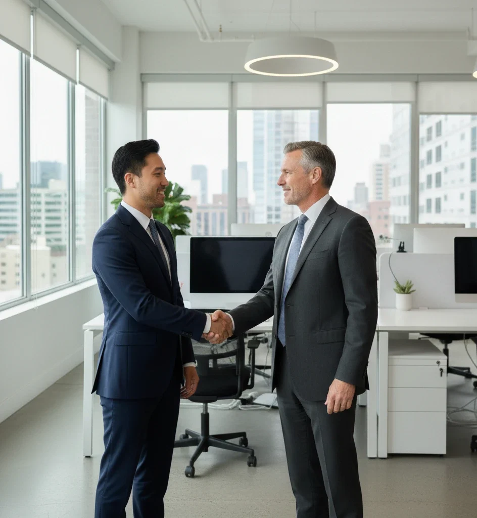 mike-shu-hand-shakes-with-a-home-remodeling-ceo-client