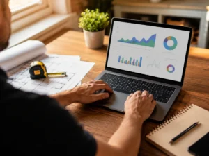 ER- Blogs 1 Remodeler reviewing keyword research data on a laptop