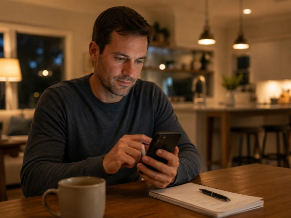 Google Ads for Remodeling Contractors That Book Real Jobs In 2026 1 Homeowner searching for a remodeling contractor on a smartphone at night