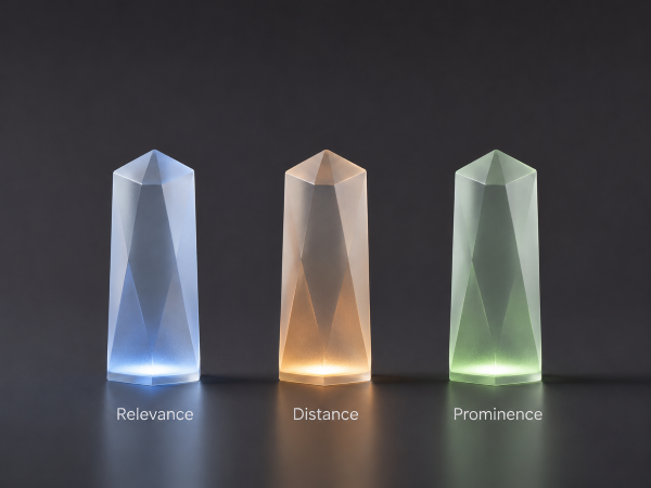 Concept image for Google Maps ranking factors: relevance, distance, prominence