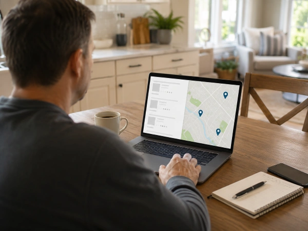 Local SEO For Remodelers In 2026, Backed By 87 Campaigns 1 Homeowner searching local remodeler results in a Google map pack