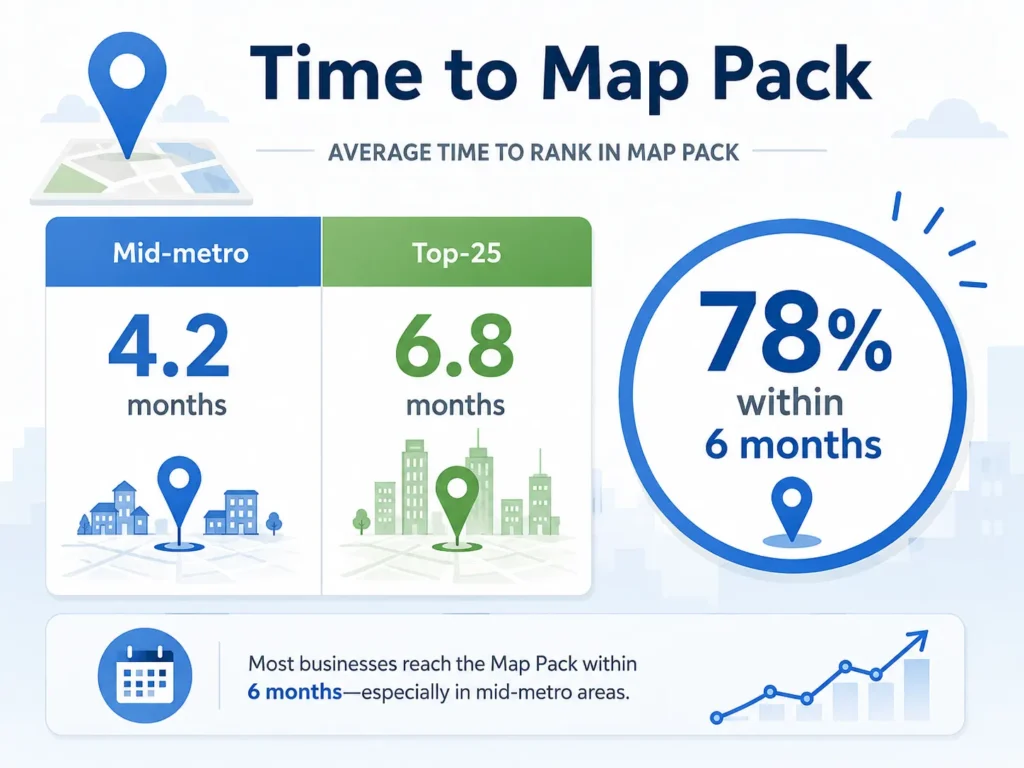 time to Google Map Pack by metro size for remodelers
