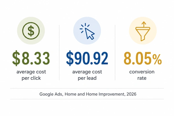 Local Services Ads Vs Google Ads For Remodelers (2026) 2 2026 Google Ads cost per lead and CPC for home improvement