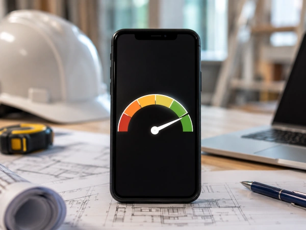 How Remodeling Companies Rank Higher On Google in 2026 5 Phone showing a fast page-speed gauge in the green for a remodeling website"
