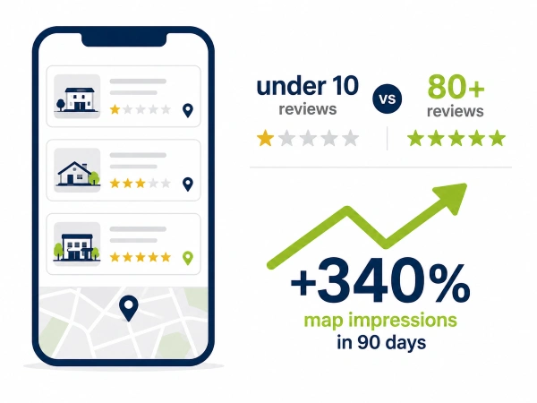 How review count affects Google Map Pack ranking for remodelers