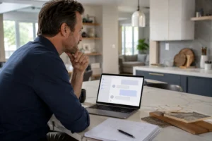 A man using ai to search for a home remodeler online
