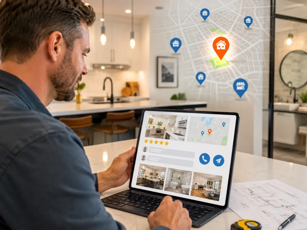 A Google Business Profile For Remodelers That Wins The Map Pack In 2026 1 Man optimizing the Google Business profile of a business