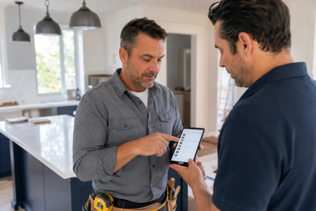 Google Local Services Ads For Remodelers: What Works In 2026 2 a conversation between home remodeler and client