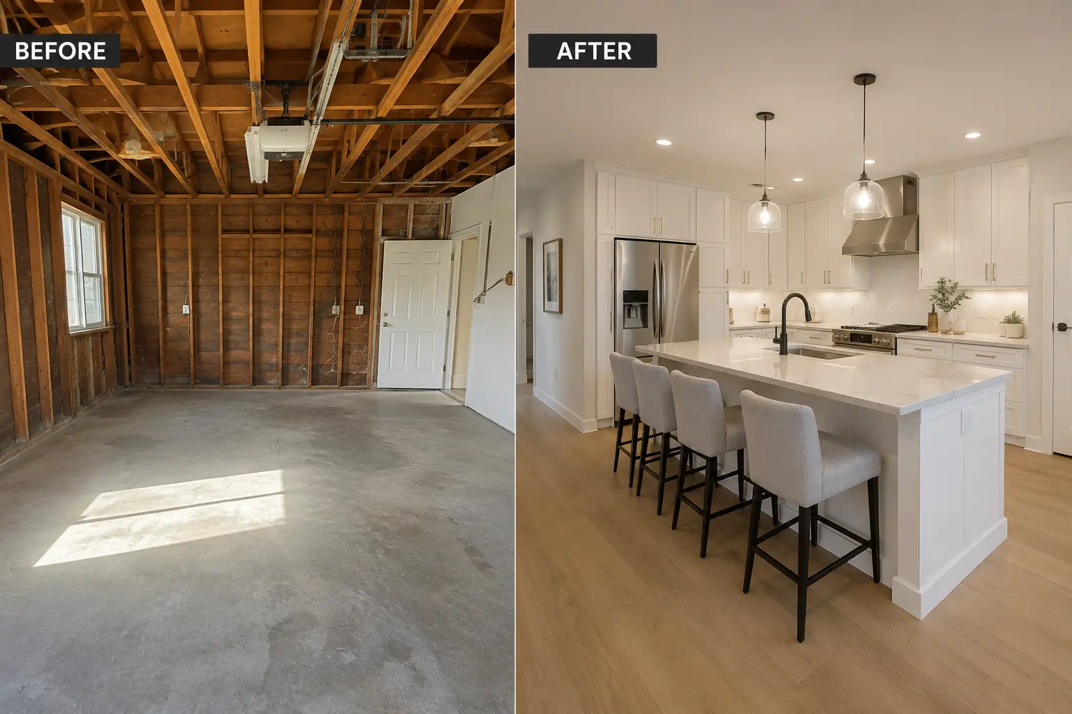 How To Get More Leads For Your Remodeling Company In 2026 3 Garage-to-ADU conversion project, exterior before and after
