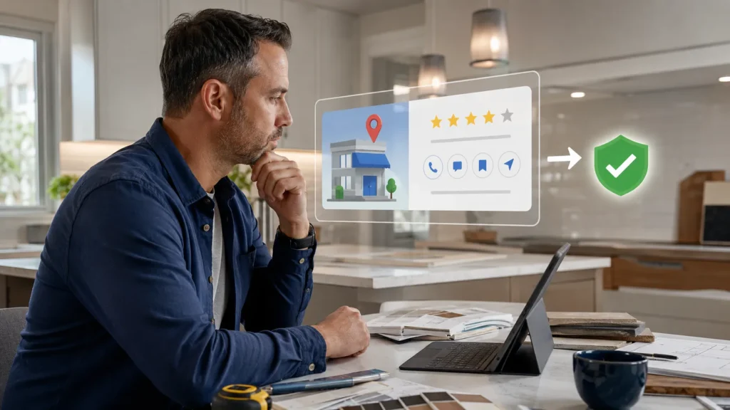 man searching about Google Guaranteed or your Google Business Profile