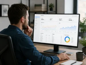 Eclipse Remodeling team reviewing a remodeling client's SEO dashboard