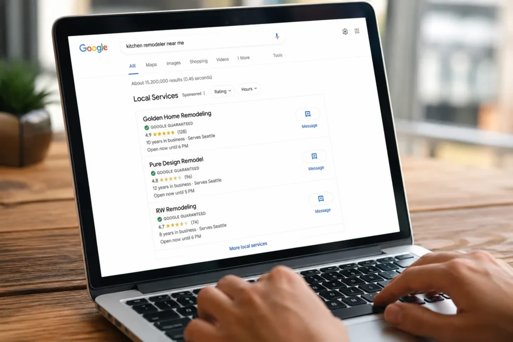 Google Local Services Ads For Remodelers: What Works In 2026 6 someone searching for kitchen remodeler online