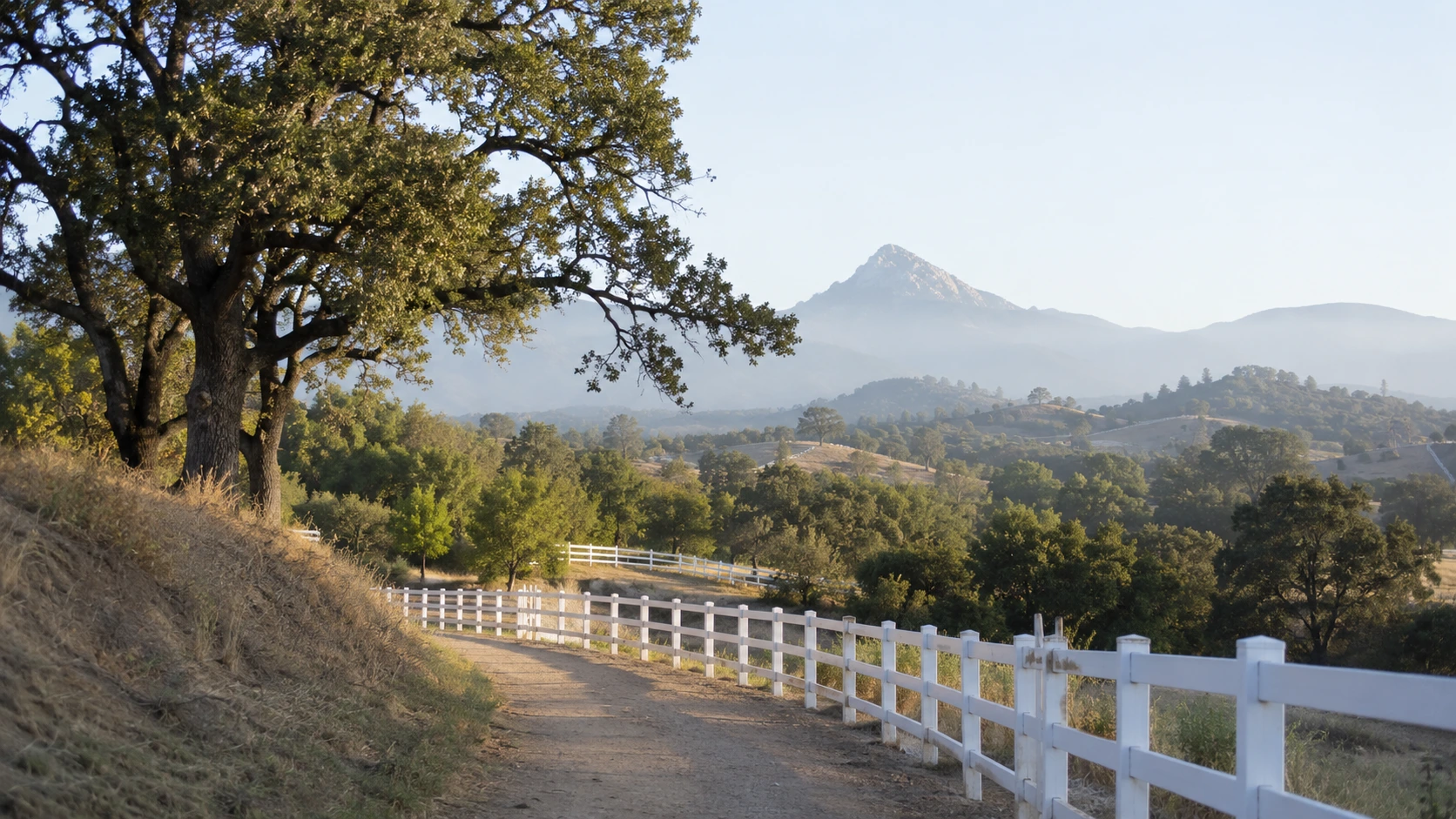 Old Agoura horse trail and ranch fencing below Ladyface Mountain in Agoura Hills, California