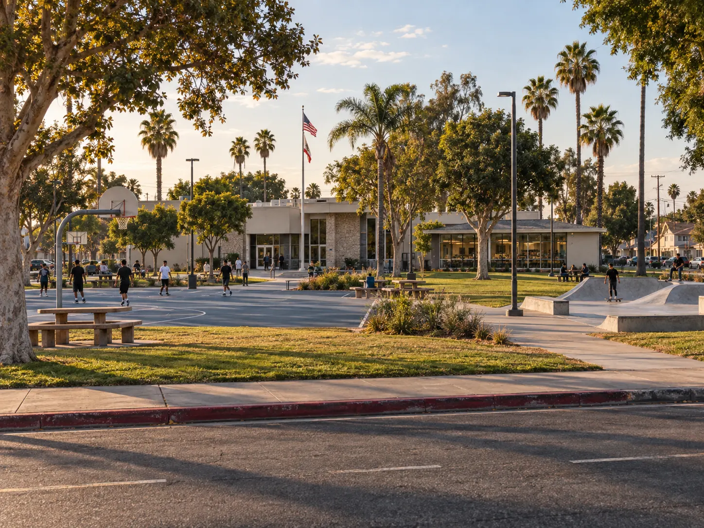 Cudahy City Hall and Cudahy Park on Santa Ana Street in Cudahy, CA
