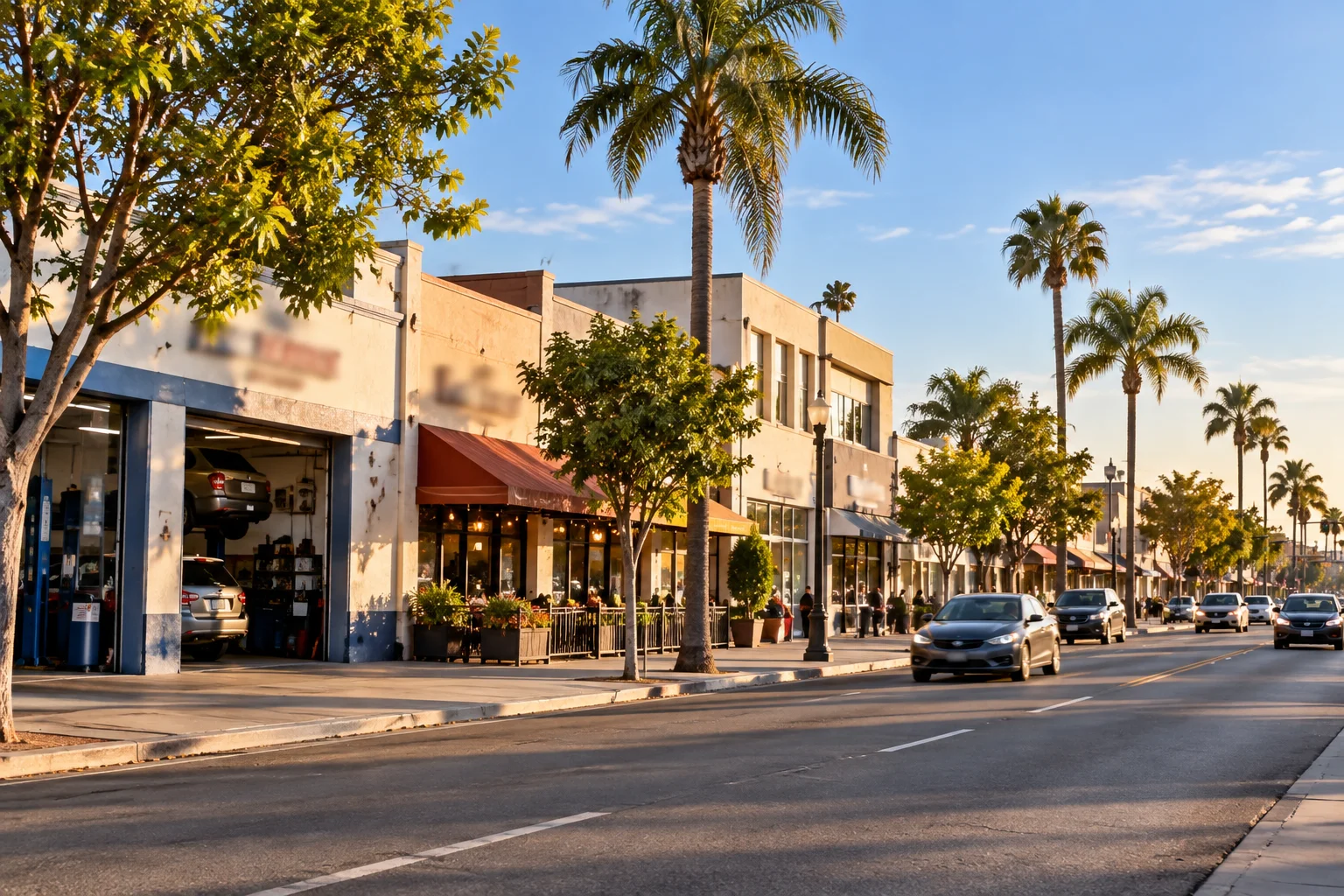 Storefronts along Long Beach Boulevard, the main commercial street in Lynwood, CA