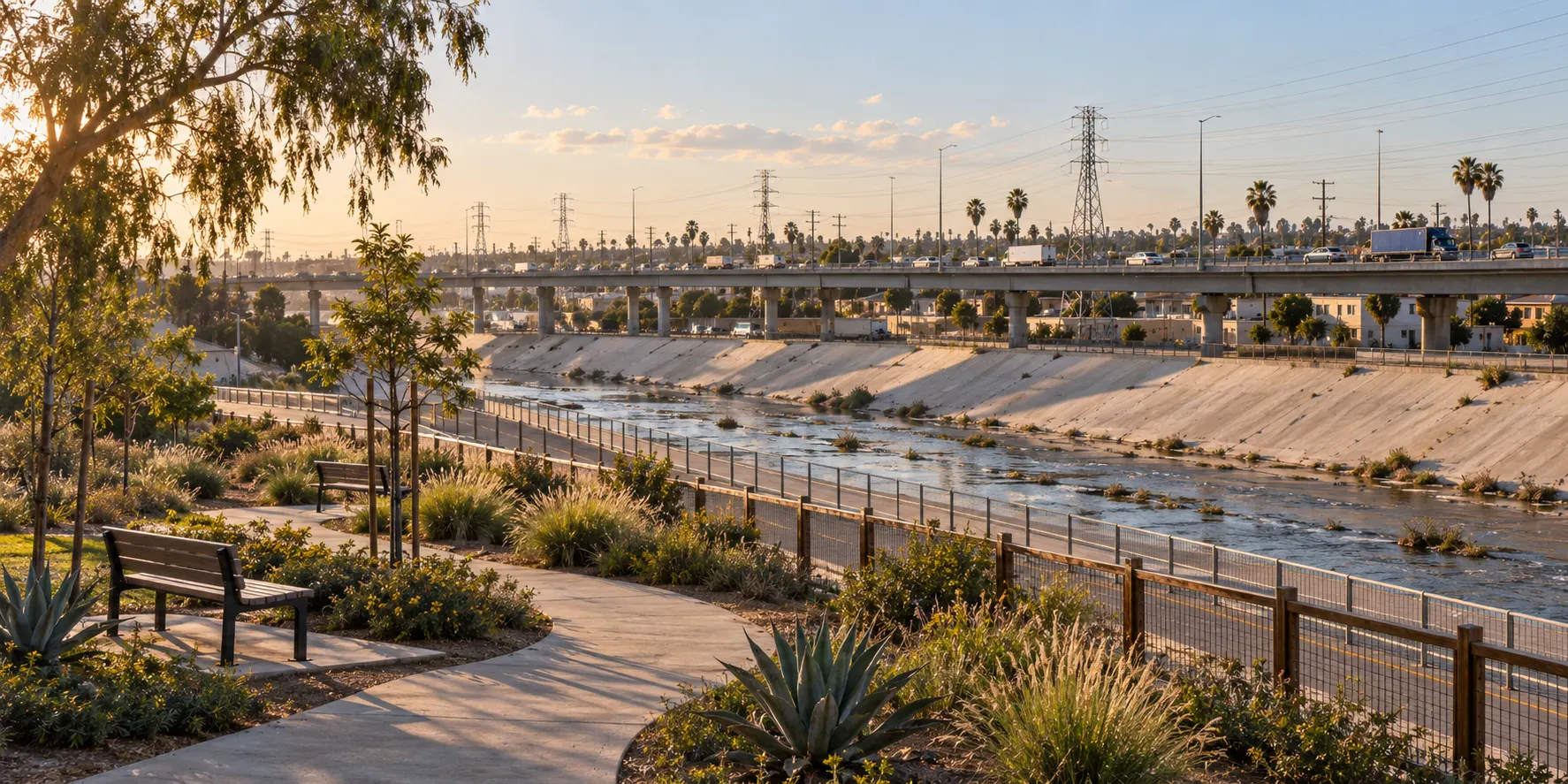 Cudahy River Park beside the Los Angeles River bike path in Cudahy, CA