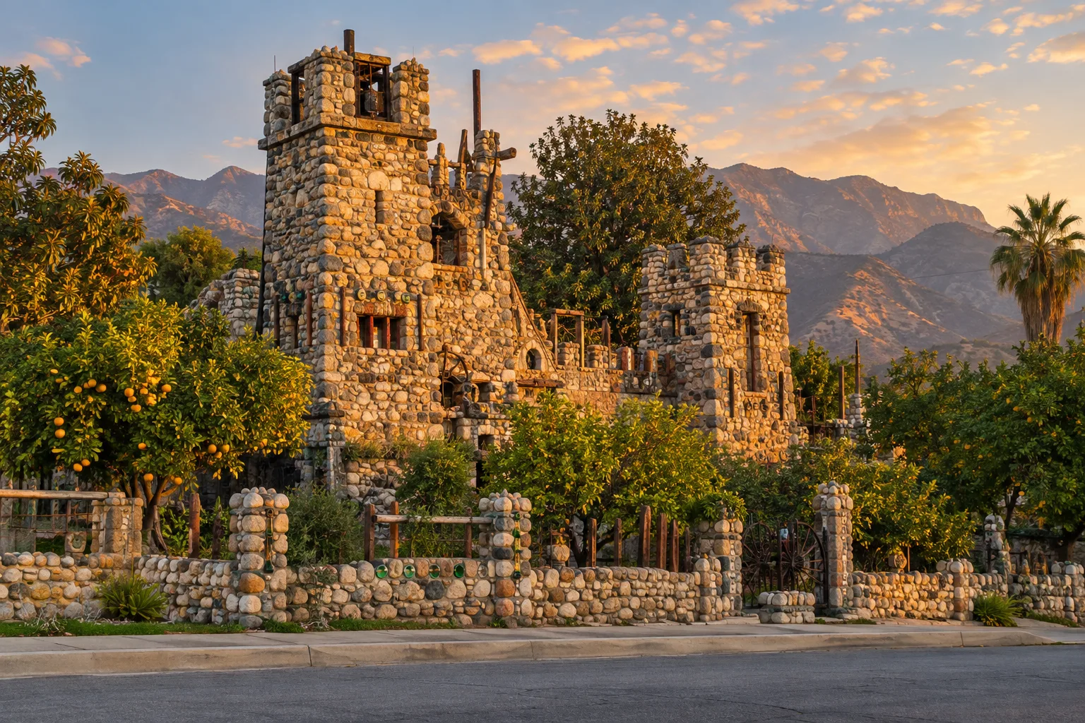 SEO Agency In Glendora, CA 3 Stone towers of Rubel Castle on Live Oak Avenue in Glendora, California