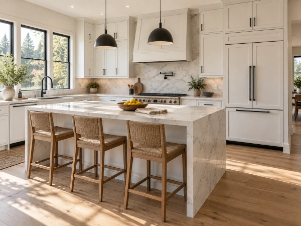 Google Ads For Remodelers: How To Book $50K+ Projects, Not $800 Repairs 4 Finished high-end kitchen remodel with white shaker cabinets and a quartz island