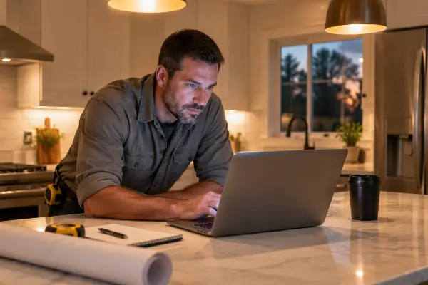 Contractor reviewing his own Search Console data at the 30 day mark