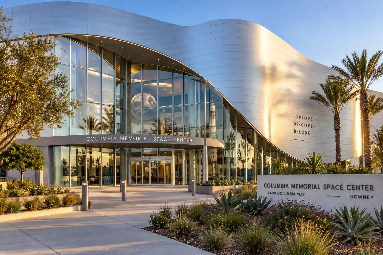 Columbia Memorial Space Center entrance on Columbia Way in Downey, California