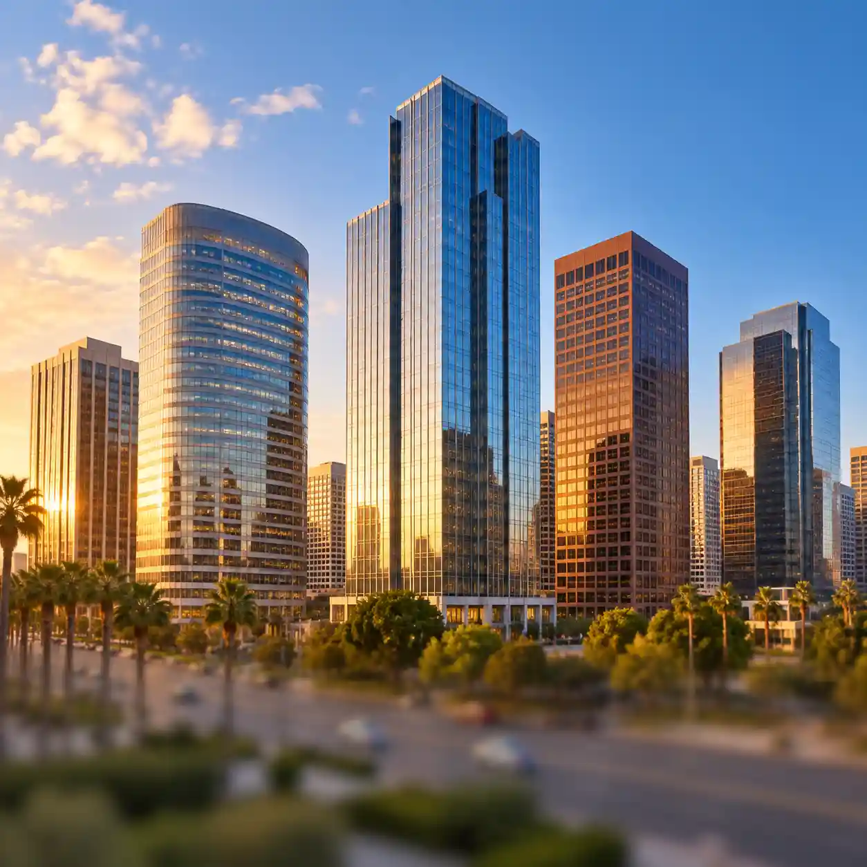 Office towers on Avenue of the Stars in Century City, Los Angeles