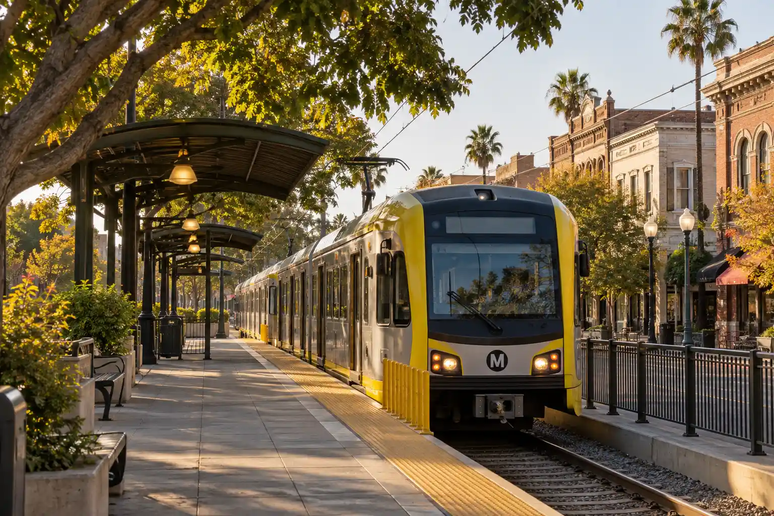 Metro A Line train at South Pasadena station, Mission Street and Meridian Avenue, South Pasadena, CA