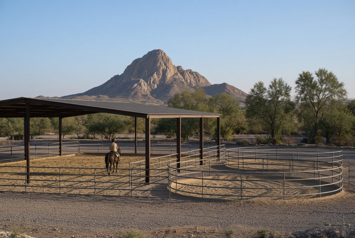 Covered equestrian arena at Lone Mountain Park on N. Jensen Street in Las Vegas, NV