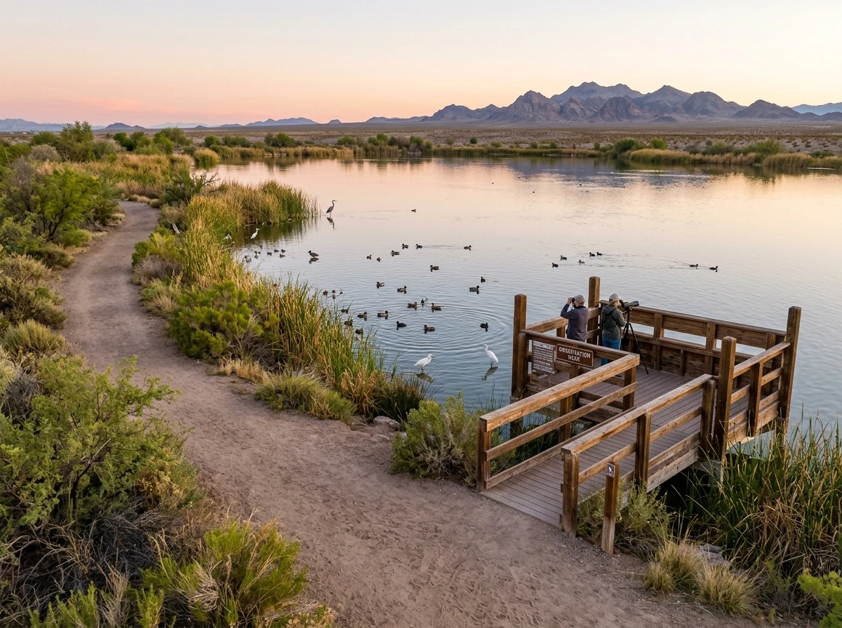 Ponds and walking paths at the Henderson Bird Viewing Preserve in Henderson, NV