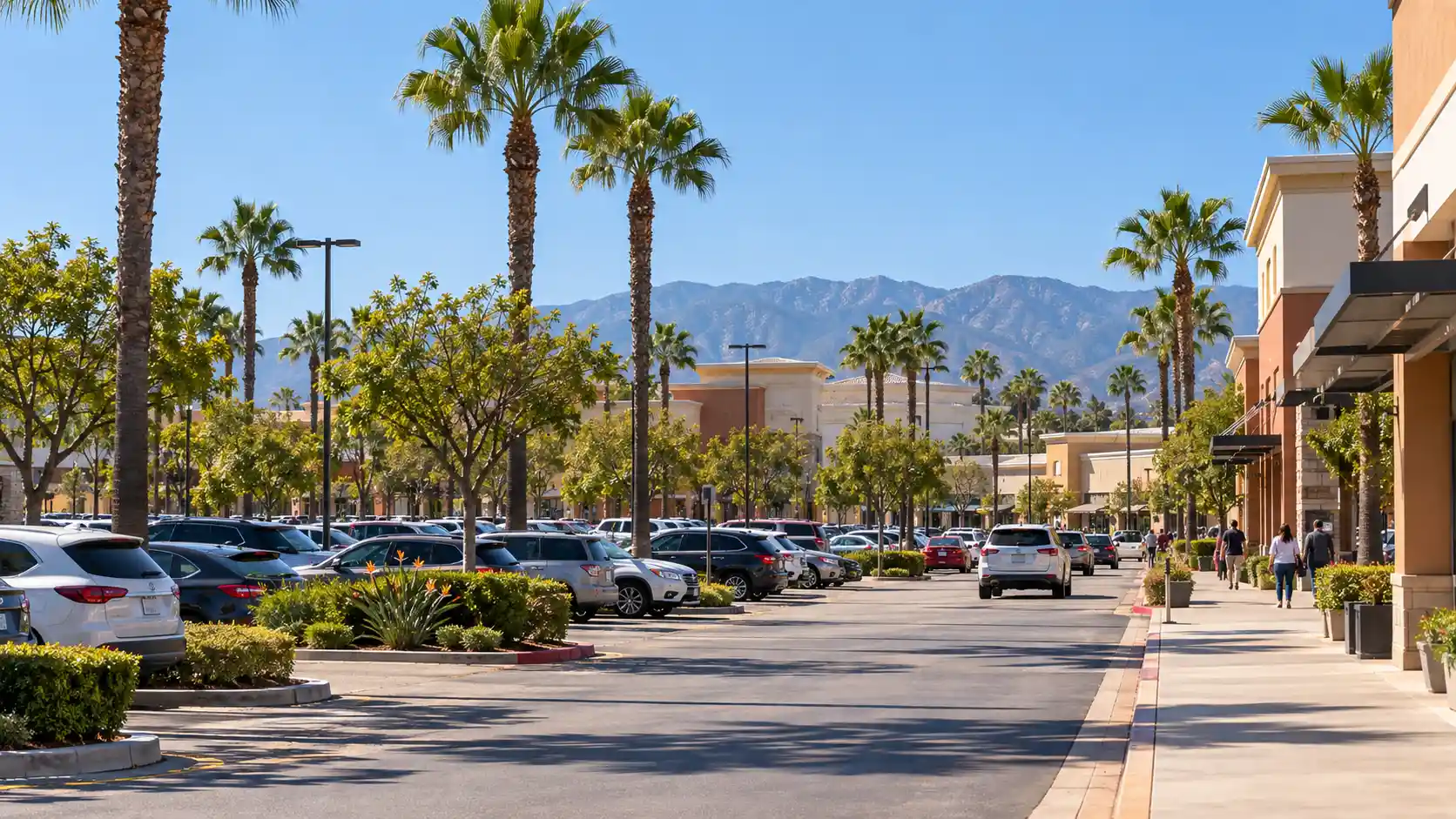 Retail district around Plaza West Covina on Plaza Drive in West Covina, CA