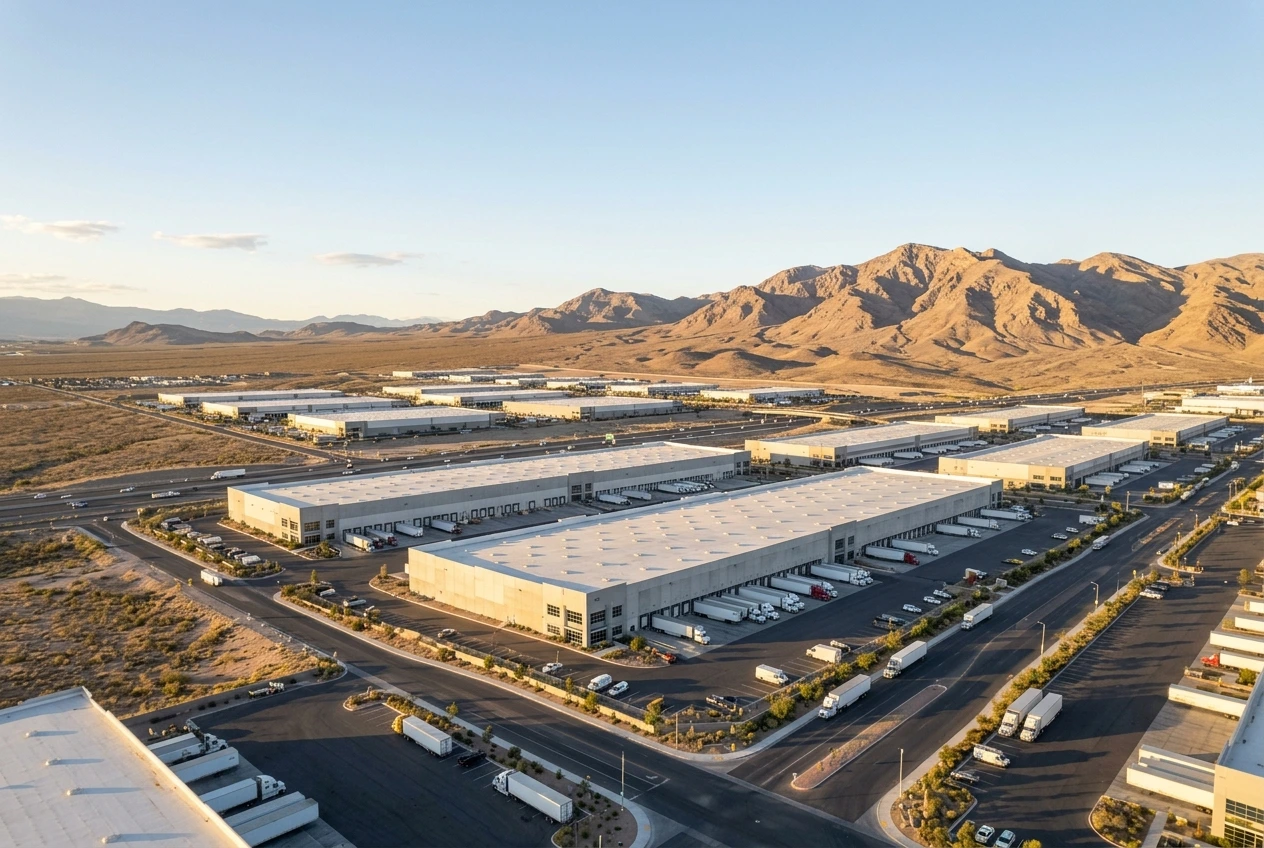 Distribution centers at APEX Industrial Park along I-15 in North Las Vegas, Nevada