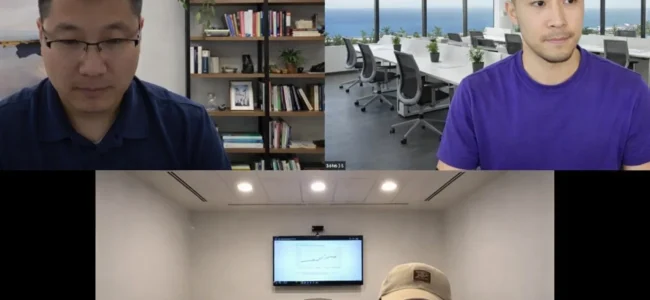 Marketing analyst explaining website performance data in a virtual consultation in NYC, NY