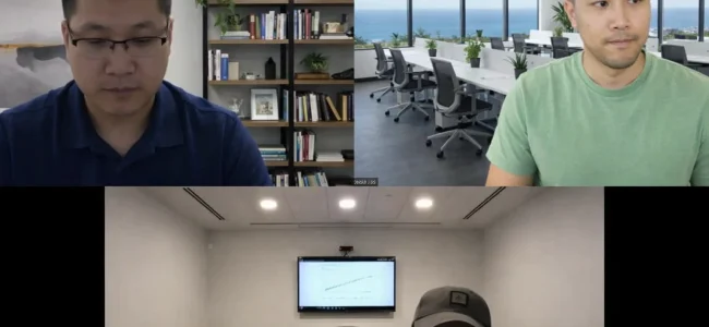 Marketing analyst sharing SEO insights and performance reports with a client on a video call in Denver, CO