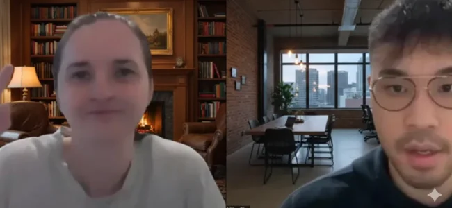 Mike consulting a business owner online