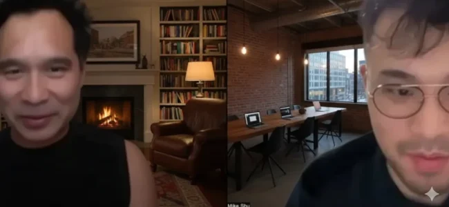 Mike on a Zoom call with a businessman