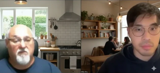 Mike on a Zoom call with a client