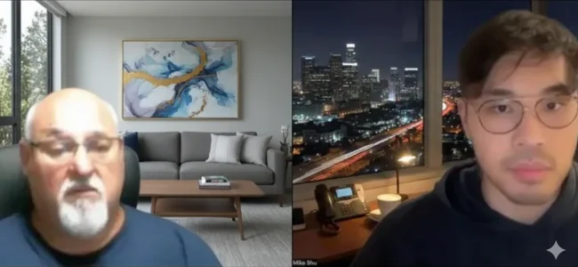 Mike on a video call with a client