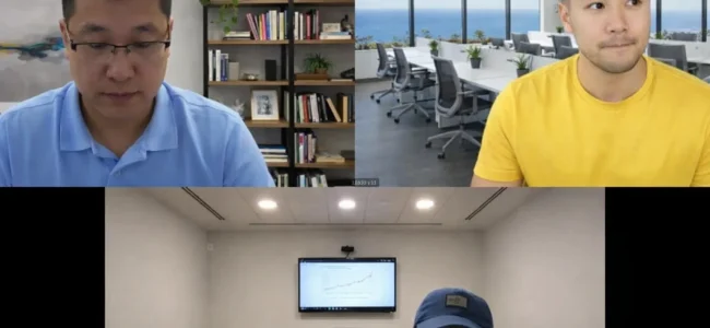 Professional digital marketer evaluating SEO results and site analytics in a remote meeting in Denver, CO