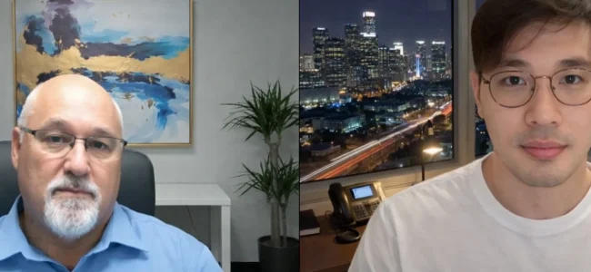 SEO analyst monitoring website performance data in an online meeting in Denver, CO