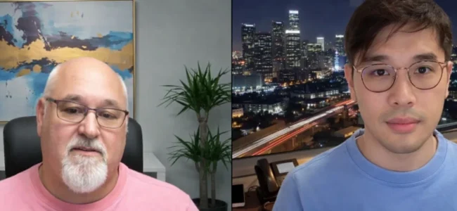 SEO consultant analyzing performance metrics with a client in a virtual meeting in NYC, NY