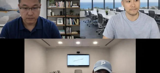 SEO expert holding a virtual strategy meeting with clients on Zoom in Denver, CO