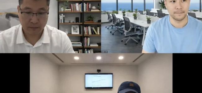 SEO specialist presenting data-driven insights to clients via video call in NYC, NY