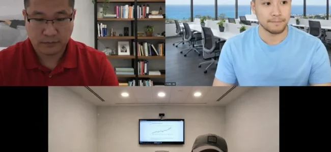 SEO specialist reviewing digital marketing strategy with clients in a Zoom meeting in Denver, CO