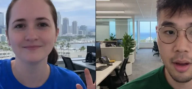 SEO strategist conducting a website performance review with a client via video call in NYC, NY